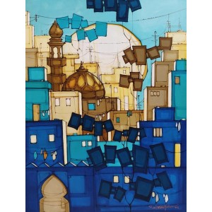 Salman Farooqi, 30 x 42 Inch, Acrylic on Canvas, Cityscape Painting, AC-SF-494
